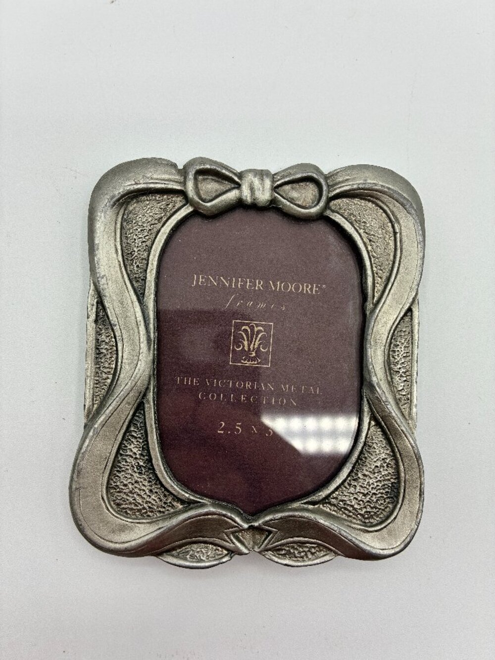 Jennifer Moore Pewter Picture Frame Victorian Metal Collection 2.5x3 Ribbons